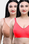 Maroon Clothing Double Layered Non Wired Full Coverage Super Support Bra (Pack of 2) - Multicolor — thumbnail 1